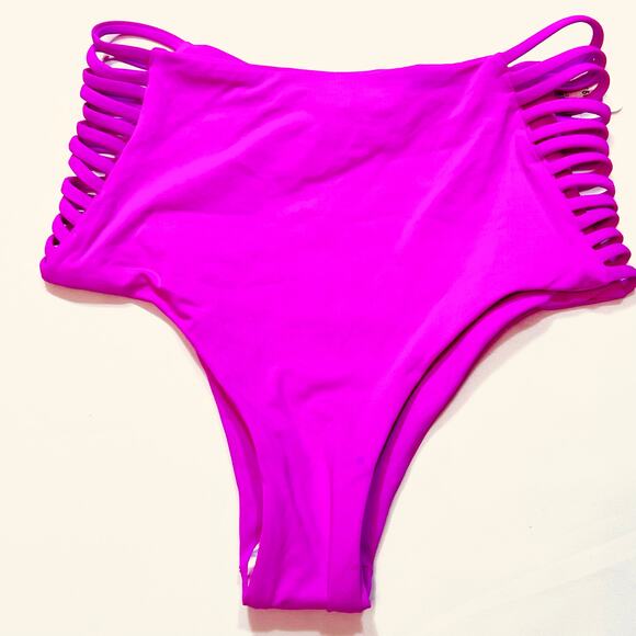 L Space Bikini Bottom Harrington Bitsy Size XS Bright Fuchsia Pink Swimwear New - Picture 5 of 8